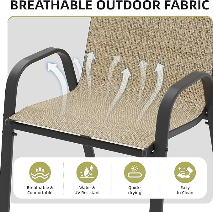 Patio Chairs Set of 4, Outdoor Stackable Dining Chairs - Image 5