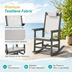 3-Piece Outdoor Rocking Chair Set, HDPE Patio Rocking Chair - Image 5