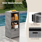 Tangkula Rattan Outdoor Storage Cabinet, Patiojoy Outdoor Wicker Cabinet - Image 5
