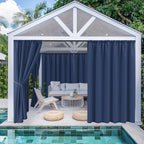 Outdoor Curtains for Patio Waterproof Rod Pocket 6 Pcs 54x95 Inch Navy | - Image 2