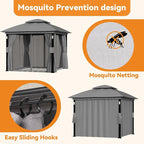 Patio Gazebo 8'x8' with LED Lights & Bluetooth Speaker, Heavy Duty Outdoor - Image 7