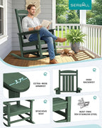 SERWALL Rocking Chair Outdoor, Oversized HDPE Patio Rocking Chairs, Porch Rocker - Image 6
