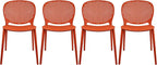 2xhome Set of 4 Patio Dining Chairs | Modern Stackable Outdoor Pool Side Chair by 2xhome