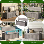 120 Gallon Outdoor Storage Bench, Lockable Patio Storage Bench, - Image 6