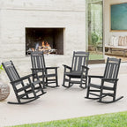LUE BONA Outdoor Rocking Chairs Set of 4, Weather Resistant HDPS Poly Rocker by LUEBONA