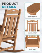 Oversized Outdoor Rocking Chairs Set of 4, 380lbs Heavy-Duty Large Patio Rocker - Image 6