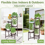 iDavosic.ly Plant Stand Indoor Outdoor, 5 Tier Metal Corner Shelf, Bronze | - Image 6