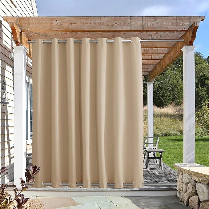 NICETOWN Outdoor Curtain for Patio Waterproof, Rustproof Grommet Top and Bottom by NICETOWN