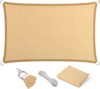 Eden's Decor Straight Flat-Edged Sun Shade Sail Rectangular 4' x 12' Beige by EdensDecorInc
