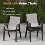 Patio Chairs Set of 6, Stackable Outdoor Chairs - Image 5