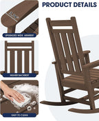 Oversized Outdoor Rocking Chair Set of 2, HDPE Patio Rockers - Image 7