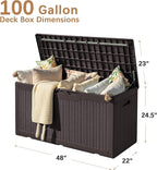 Devoko 97 Gallon Deck Box, Waterproof Resin Outdoor Storage Box - Image 3