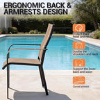 Patio Dining Chairs Set of 4, All-Weather High Back Textilene Stackable Chairs - Image 4