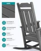 SERWALL HDPE Oversized Outdoor Rocking Chairs Set of 2, Patio Rocker, All - Image 7