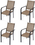 Patio Dining Chairs Set of 4, All-Weather High Back Textilene Stackable Chairs by DELMANGO