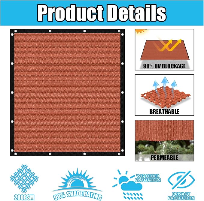 Amagenix 90% Pergola Shade Cover 10' X 12' Sun Shade Cloth - Image 3
