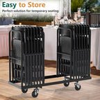 Black Folding Chairs 4-Pack, Breathable Plastic - Image 2