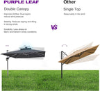 PURPLE LEAF Cantilever Umbrella 12'X12' Double Top Solar LED Light, Stays bright - Image 8