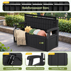 Greesum 80 Gallon Deck Box Storage Bench, Patio Furniture, Dark Black | Lockable - Image 3