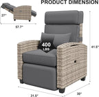 Recliner Chair Wicker, Adjustable Patio Lounge Chair, - Image 2