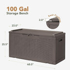 Flamaker Deck Box 98 Gallon Waterproof Resin Storage Box - Image 4