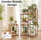Bamworld Plant Stand Indoor Corner Plant Shelf Wood Plant Holder | - Image 2