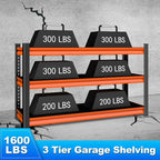 3-Tier Garage Shelving Heavy Duty, 1600lbs Load Capacity Utility Rack Shelves & - Image 4