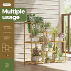 Bamworld Bamboo Plant Stand Indoor Boho Plant Shelf Tiered Plant Rack | - Image 3