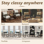 3 Piece Patio Rocking Chairs Set of 2, Outdoor Rocking Chair Bistro Set - Image 7