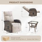 3 Pieces Zero Gravity Patio Swivel Recliner Chairs Set of 2 - Image 2