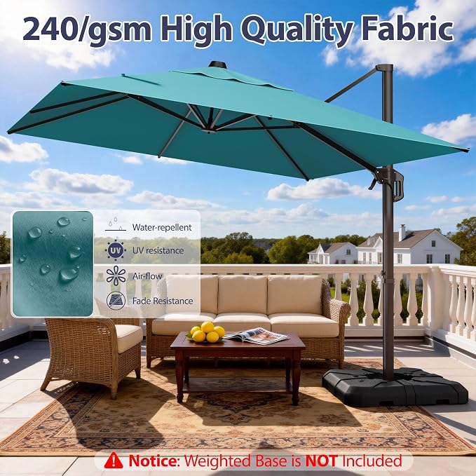 9' X 12' Cantilever Patio Umbrella Rectangle Outdoor Umbrella - Image 6