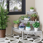 3-Tier Semi-Circular Metal Plant Stand, Quarter Round Rack | Semi-circular - Image 8