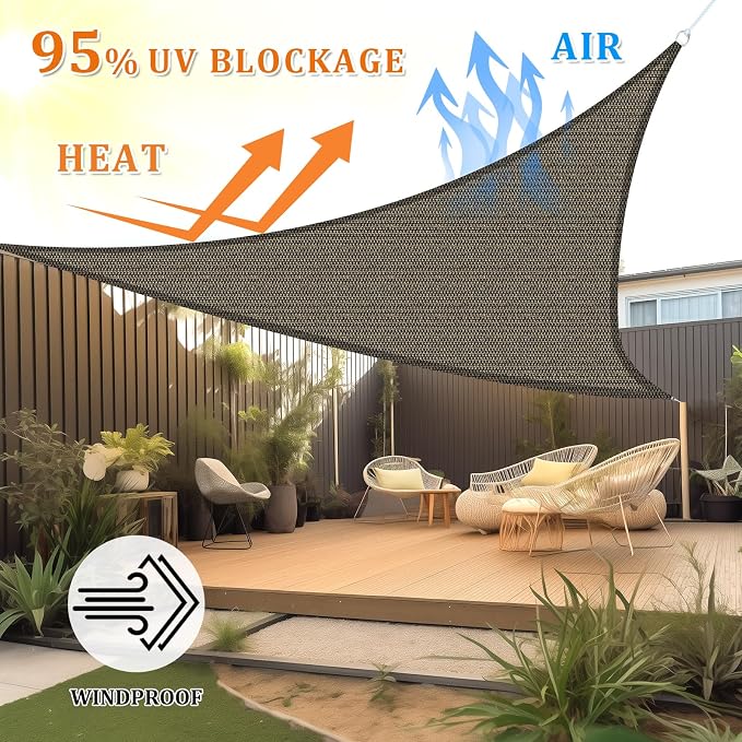Shade&Beyond Custom Sun Shade Sail 15'x16'x21.9' Triangle Sun Sail Shades Patio - Image 2
