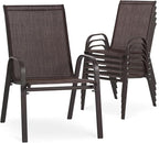24.4" Wide Outdoor Stackable Chairs Set of 6 | Stacking Patio Chairs by Villeston