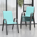 Light Blue Patio Chairs Set of 6, Stackable Outdoor Dining Chairs by Vimstora