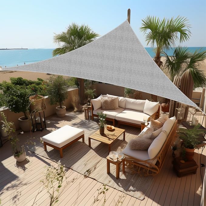 Shade&Beyond Custom Sun Shade Sail 7'x7'x9.9' Triangle Sun Sail Shades Patio UV by ShadeBeyond