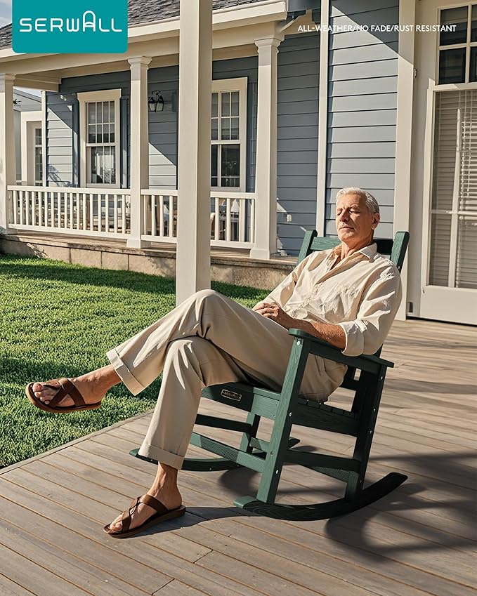 SERWALL HDPE Rocking Chair, Oversized Outdoor Rocking Chair - Image 2