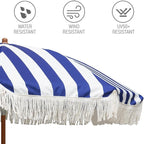 AMMSUN 7ft Patio Umbrella with Fringe Outdoor Tassel Umbrella UPF50+ Wood Color - Image 2