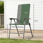 Outsunny Folding Patio Chairs Set of 2 Padded High Back Armrests Dark Green | - Image 3