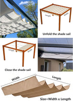 Retractable Wave Sun Shade Cloth 7' x 16' Sun Shade Sail Waterproof Polyester - Image 5