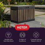 Keter Premium Everwood 50 Gal Outdoor Storage Box and Patio Side Table | Walnut - Image 10