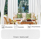 Linen Outdoor Curtains for Patio Waterproof 4 Pcs 110x84 In White | Light - Image 3