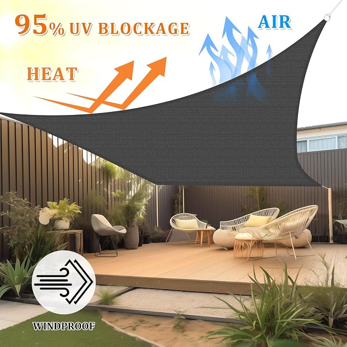 Shade&Beyond 6'x9' Sun Shade Sail Canopy Rectangle, UV Block Breathable Curved - Image 2