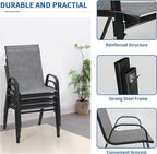 Patio Dining Chairs Set of 4, Outdoor Stackable Furniture Set | All Weather - Image 5