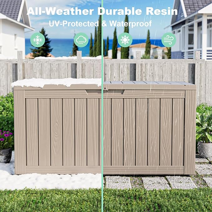 75 Gallon Waterproof Outdoor Storage Box, Resin Deck Box, Lockable Outside - Image 6
