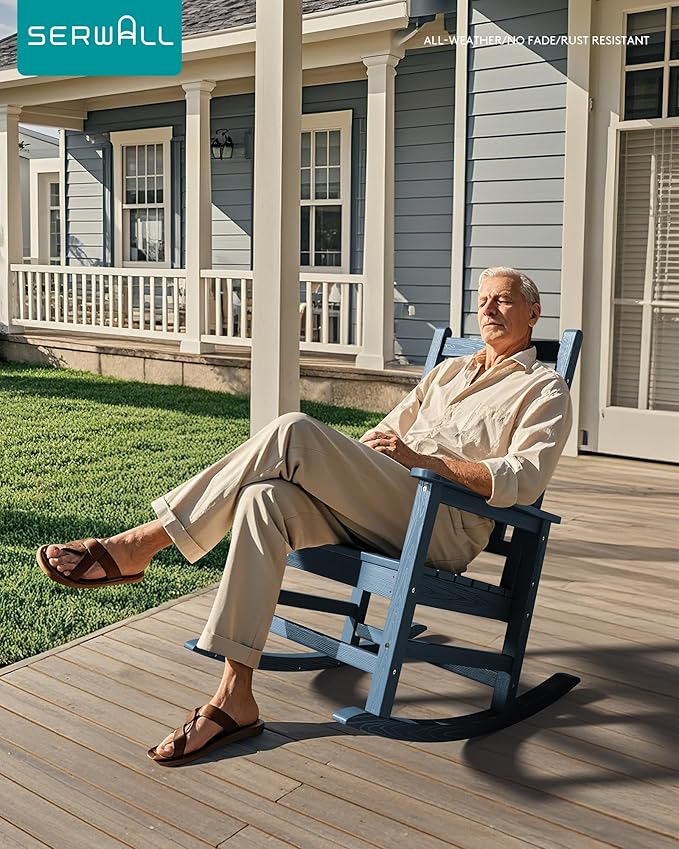 SERWALL Outdoor Rocking Chair Set of 8, Patio Rocking Chairs - Image 2
