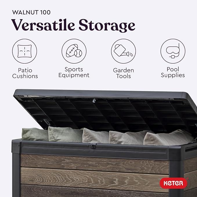 Keter Walnut 100 Gallon Resin Deck Box-Organization and Storage - Image 5