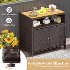 Tangkula Rattan Outdoor Storage Cabinet, Patiojoy Outdoor Cabinet - Image 5