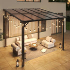 Aoxun 8’x10’ Gazebo with Light, Gazebo Pergola with Sloped Roof, Wall Mounted - Image 2