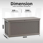 DRATO 320 Gallon Deck Boxes Outdoor Waterproof, Lockable Outdoor Storage Box - Image 4